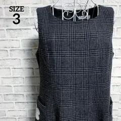 【ギャラリービスコンティ】チェック柄　花刺繍　ノースリーブ　ワンピース