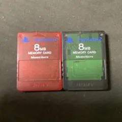 ★SONY　PS2メモリーカード2枚セット　赤黒　SCPH-10020　純正品