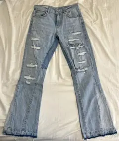 ZARA ダメージ加工 ライトブルーデニム 31 フレアデニム　フレアパンツ