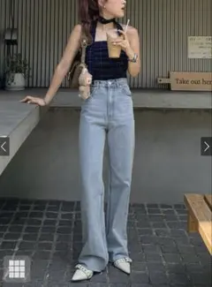 GRL フリンジヘムセミフレアデニムパンツ[cu166]