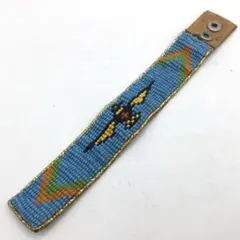 ターコイズビーズ鳥モチーフブレスレット　リストバンド