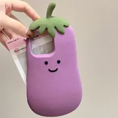 iphone16Pro　ナス　シリコンケース　可愛い　おもしろ　耐衝撃