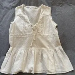 ZARA レースティアードノースリーブシャツ XS ホワイト