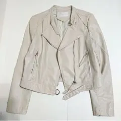 美品【ライダースジャケット】フェイクレザー オフホワイト М