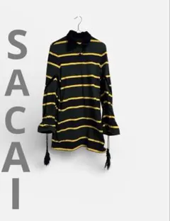 レア　Sacai ストライプ 春も着れるラガーシャツワンピース
