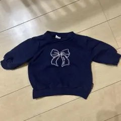 petit main トレーナー　トップス　80 ネイビー　リボン