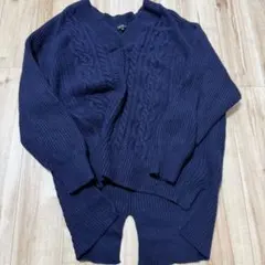 indivi 大きいサイズ　vネックニット　15号　ネイビー　紺　カシミヤウール