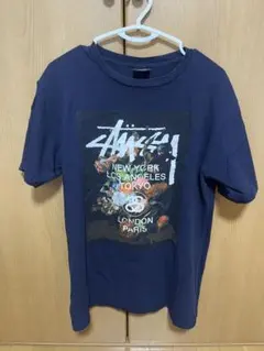 Stussy グラフィックプリント Tシャツ ネイビー