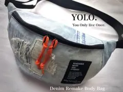 デニムリメイク ボディバッグ ダメージデニム