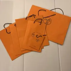 HERMES オレンジショップ袋 6枚セット　大