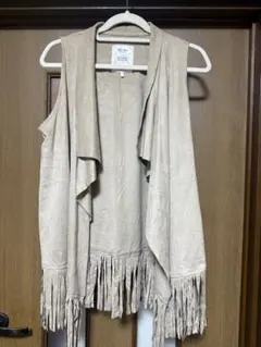 Bershka フリンジ ベージュ ベスト Lサイズ