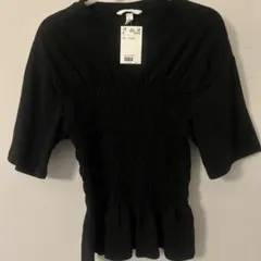 ブラック シャーリングデザイン 半袖Tシャツ