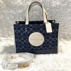 美品　現行　コーチ　ショルダーバッグ　2way デンプシー デニム　デカロゴ