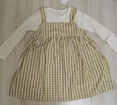 チェック柄長袖カットソーとワンピースセット 110