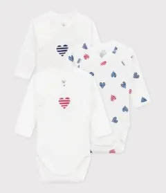 【使用頻度少】プチバトー 長袖ボディスーツ前開き 3点セット 67cm 6m