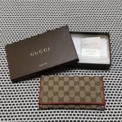 GUCCI GGパターン 長財布 ベージュ/レッド