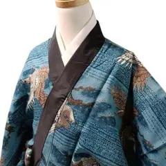 K147 お召し物 長襦袢 着物 鷹 青