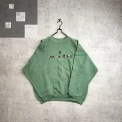 オススメ　USA製　刺繍デザイン　ビッグシルエット　スウェット　トレーナー　古着