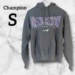 Champion 【S】パーカー 長袖 グレー 裏起毛 ロゴ ポケットあり