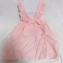 ピンク ギンガムチェック 犬服 フリル XL