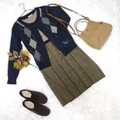 カットソー★カーディガン★プリーツスカート3点セット　Mサイズ　オフィス★通勤