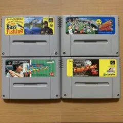 スーパーファミコンソフト４本セット　釣り　テニス　野球　サッカー