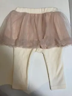 新品未使用タグ付　Petit Main ベビースパッツ 80 ピンク　白