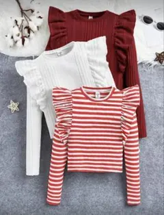 長袖カットソー3点セット フリルデザイン