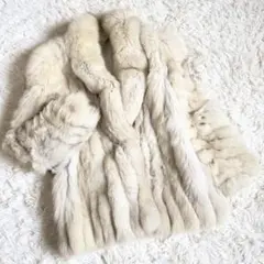 ボリューム◎ FOX Coat ブルーフォックス 本毛皮 ファーコート 白系