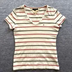TOMMY HILFIGER トミーヒルフィガー Vネック 半袖 Tシャツ M