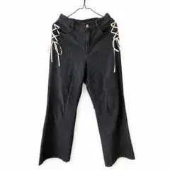 ems excite サイドレースアップ デニムパンツ F ブラック 黒のサムネイル