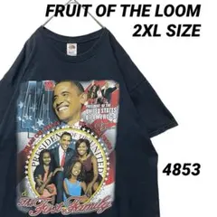00s バラク オバマ2XL フルーツオブザルーム Tシャツ 黒 政治 2009