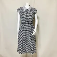 ギャラリービスコンティ☆美品☆2 9号☆ギンガムチェックワンピース 黒 レース