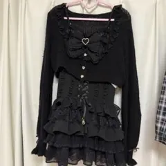 LIZLISA 半袖カーディガン×フリルキャミワンピース 黒 - メルカリ