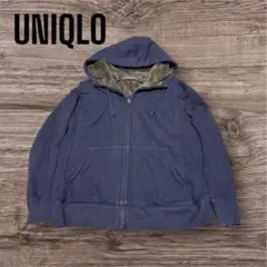 UNIQLO ユニクロ　ネイビー 紺　パーカー ファー裏地　ボアスウェット