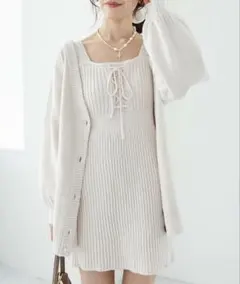 MAJESTIC LEGON ノースリーブミニワンピース アイボリー