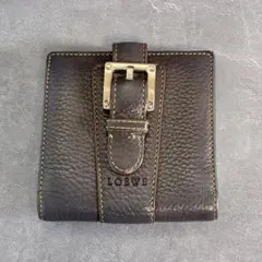 Y2K LOEWE ロエベ 二つ折り財布 レザー ベルトモチーフ ダブルホックのサムネイル
