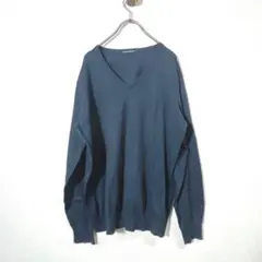 UNIQLO ユニクロ　プレミアムコットンブレンドニット　Vネック　紺　メンズL