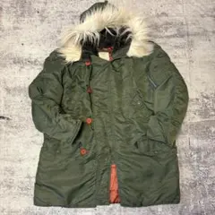 オリーブグリーン ミリタリージャケット ファー付き N3-B