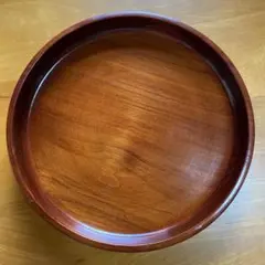 木製 光沢 丸盆　和風　木目調　レトロ