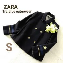 ZARA ザラ トラファルク ダブルピーコート 星 刺繍 黒 S クラッシック