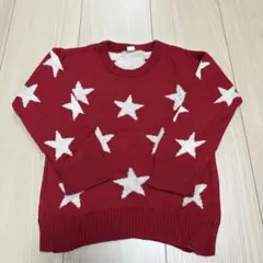 赤 星柄 ニットセーター