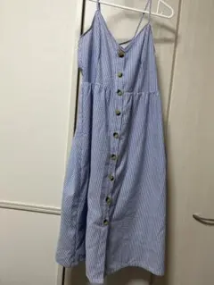 キャミワンピース 青と白のストライプ