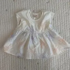 プティマイン　チュニック　半袖　ホワイト花柄　90