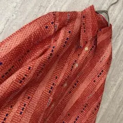 ヴィンテージ ブラウス 総柄 幾何学柄 アンティーク レッド ネイビー 日本製