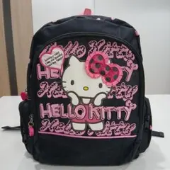 【SANRIO 】ハローキティ キッズ リュック ブラック ピンク　刺繍入り