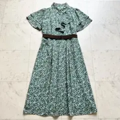kay me 愛子様着用 グリーンプティフラワー フリルシャツワンピース