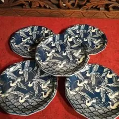 鶴　小皿　正月　５枚セット