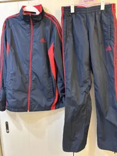 【上下セット】adidas CLIMAPROOF ウィンドブレーカー M 紺赤