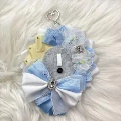 ロゼット 痛ロゼット ブルー系 黄色 白 ビーズ レース